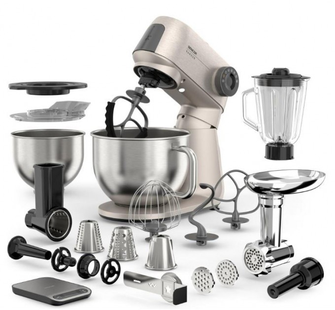 Кухонная машина Sencor Gordon, 1500Вт, чаша-металл, корпус-металл, насадок-20, метал