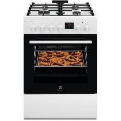 Плита Electrolux комбинированная, 58л, 60x60см, дисплей, конвекция, чугун, пар, белый