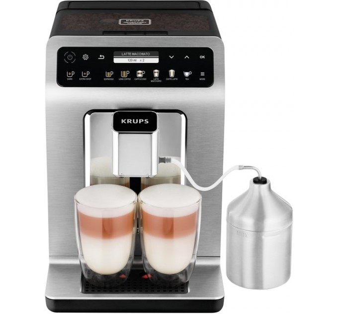 Кофемашина Krups Evidence 2.3л, зерно, автомат.капучинатор, OLED диспл, авторецептов - 19, серо - черный