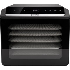 Сушарка для продуктів Gorenje 580Вт, піддонів - 6x1.5см, діаметр - 25см, макс - 75°С, дисплей, пластик+метал, чорний