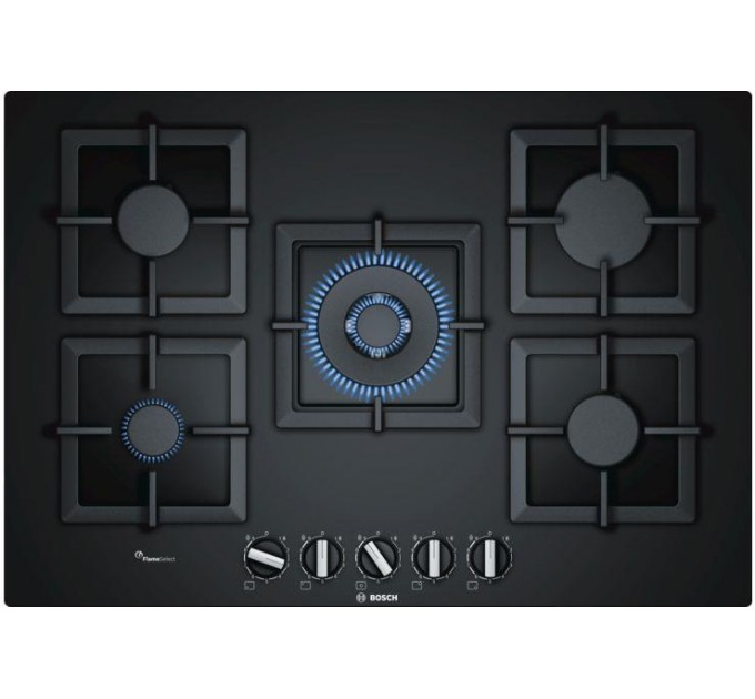 Варочная поверхность Bosch газ на стекле, 75см, чугун, черный