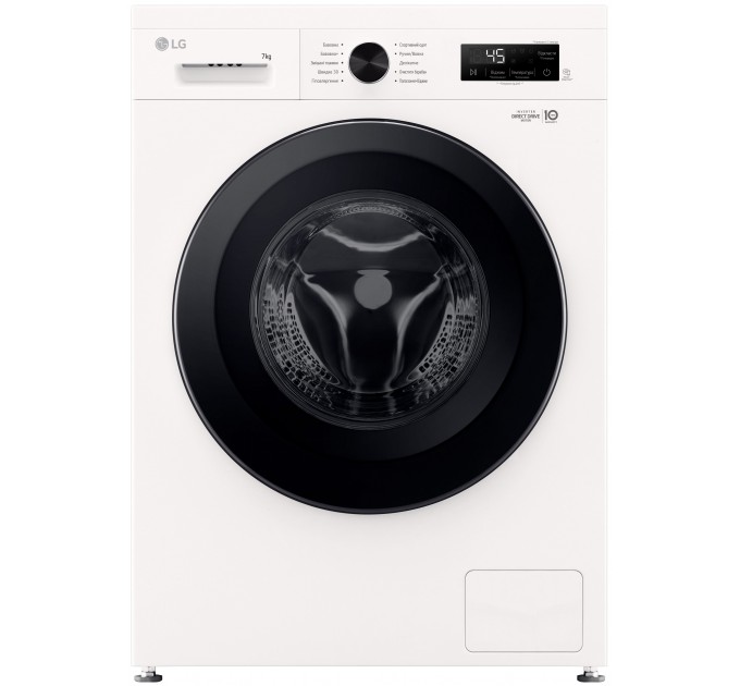 Стиральная машина LG фронтальная, 7кг, 1200, A+++, 44см, дисплей, пар, инвертор, белый