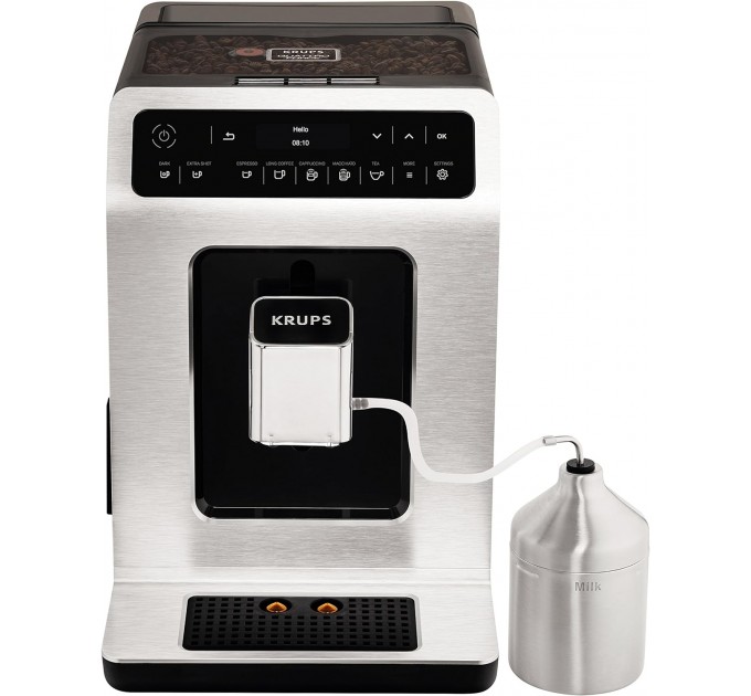 Кавомашина Krups Evidence 2.3л, зерно, автомат.капучинатор, дисплей, авторецептів - 11, сенсор.керування, сіро-чорний