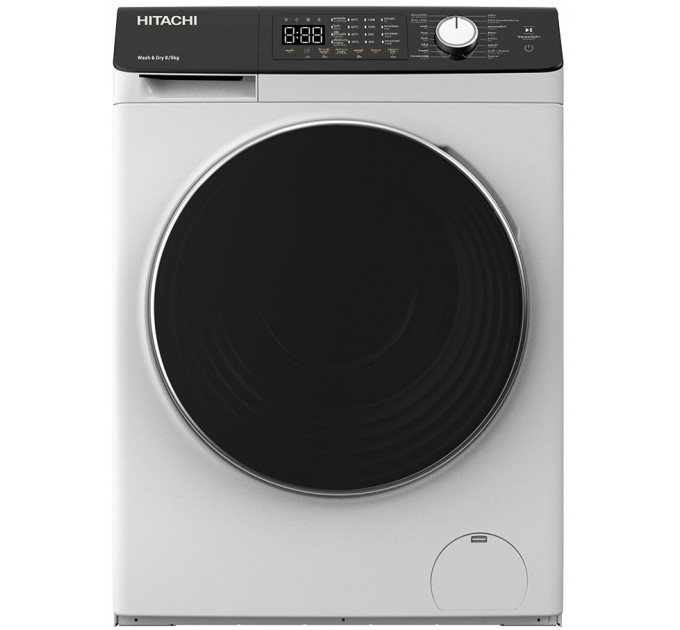 Стирально-сушильная машина Hitachi фронтальная, 8(5)кг, 1400, A, 60см, дисплей, пар, инвертор, белый