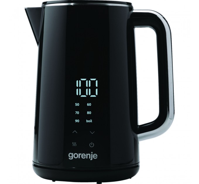 Електрочайник Gorenje 1.7л, подвійні стінки, LED дисплей, Strix контроль, чорний