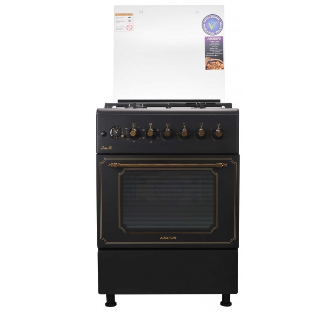 Плита ARDESTO комби Line-R, 53л, 60x60см, конвекция, чугун, подсветка, форсунки LPG (подключение газового баллона), черный