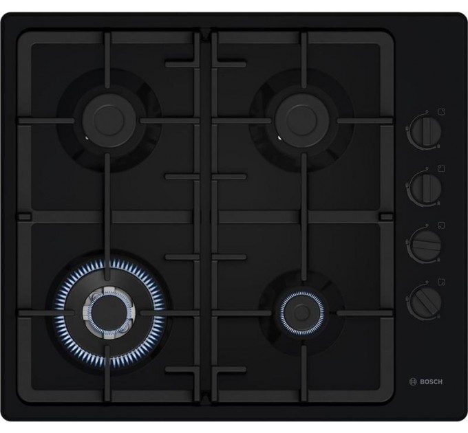 Варильна поверхня Bosch газова, 60см, чавун, WOK,чорний