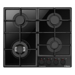 Варочная поверхность Hansa газ на стекле, 59см, чугун, черный