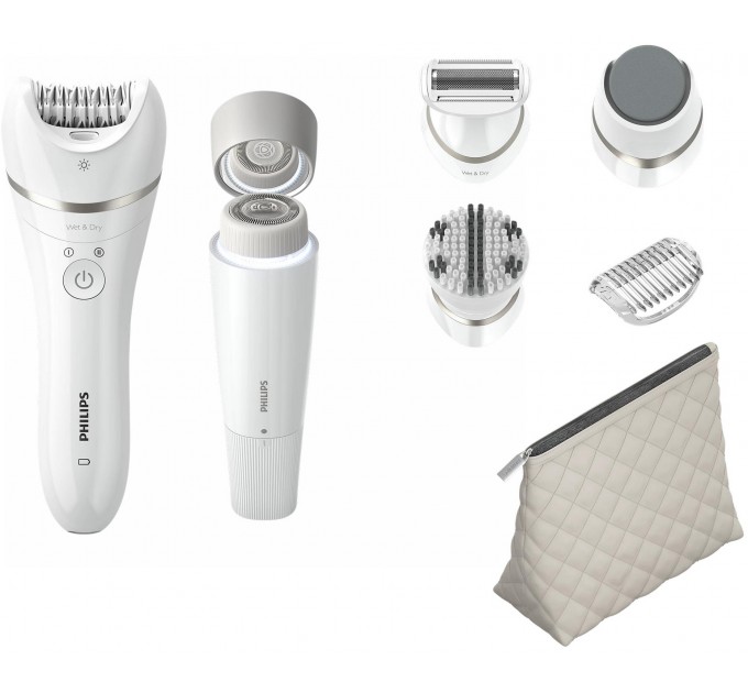 Эпилятор Philips Series 9000 дисковый, аккумул., пинцет.-32, влаж.+сух., чехол , насадок-6, белый
