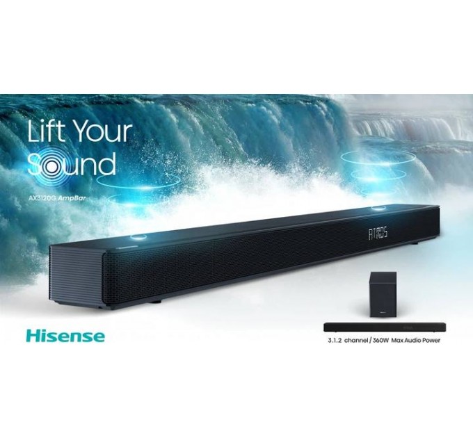 Саундбар 3.1.2 Hisense AX3120G (360 Вт, Dolby Atmos, Бездротовий сабвуфер, Bluetooth)