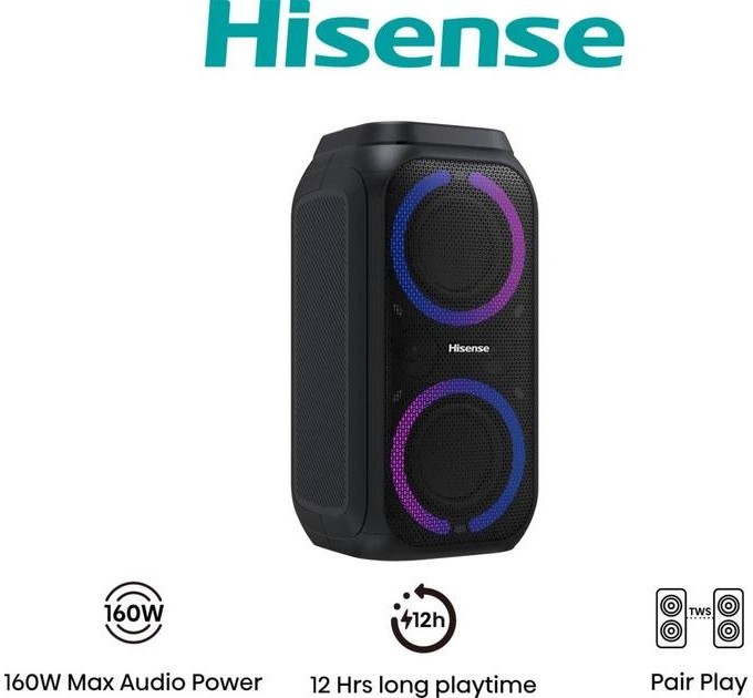 Акустична система Hisense Party Rocket 160 (160 Вт, Bluetooth, IPX4, Караоке)