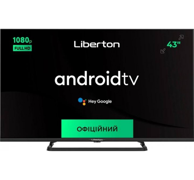 Телевизор 43" Liberton LTV-43F01AT (Android TV, Full HD, Smart TV, Wi-Fi, Безрамочный)