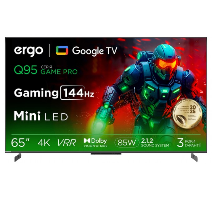 Телевізор ERGO 65MQ95 GAME PRO — 65 дюймів, Mini LED
