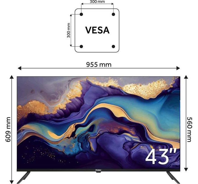 Телевізор 43" HAIER H43K801FG (Full HD, Android TV 11, Bluetooth)