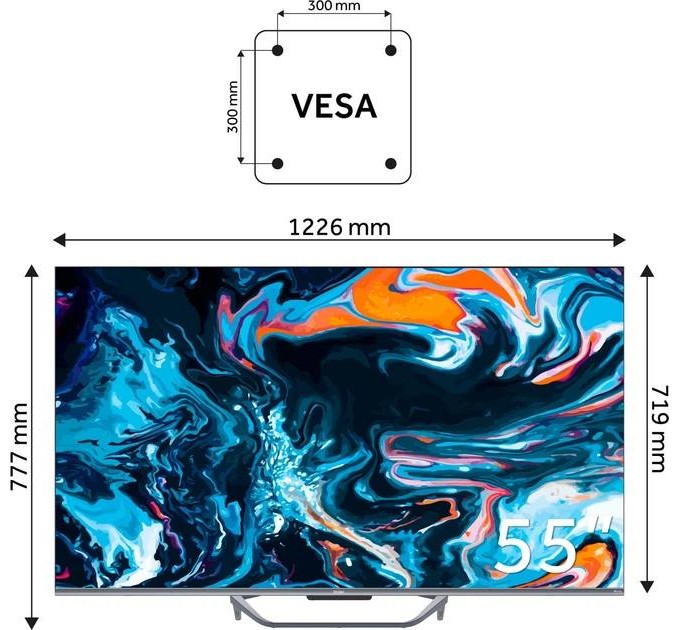 Телевізор 55" HAIER H55Q800UX (QLED, 4K Ultra HD, Google TV, Dolby Vision)